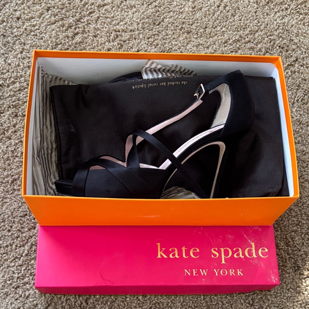Kate Spade Black Strappy Heels Fensano